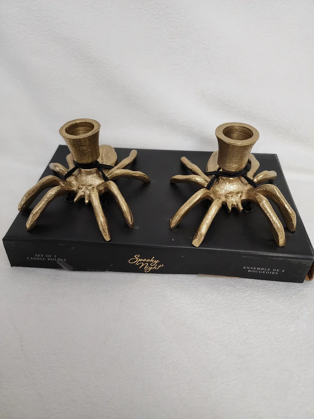 Gold Spider Candle Holders - Set of 2